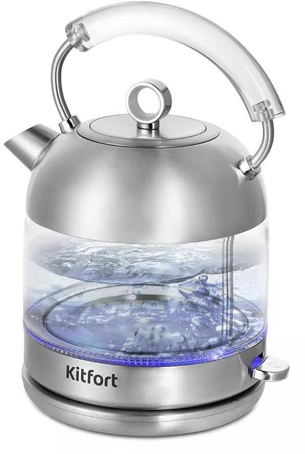 Чайник электрический Kitfort КТ-6630 1.7л. 2200Вт нержавеющая сталь корпус: стекло/металл/пластик