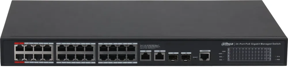 Коммутатор Dahua DH-S4228-24GT-240 28x1Гбит/с 2SFP 24PoE 240W управляемый