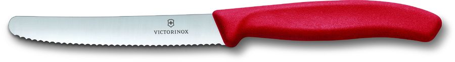 Нож кухонный Victorinox Swiss Classic (6.7831) стальной столовый лезв.110мм серрейт. заточка красный