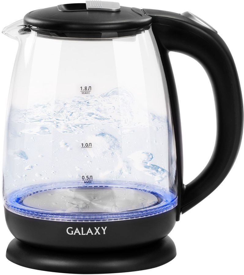 Чайник электрический Galaxy Line GL 0554 1.8л. 2000Вт черный/прозрачный корпус: стекло/пластик (ГЛ0554Л)