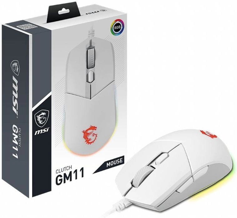 Мышь MSI Clutch GM11 белый оптическая 5000dpi USB 5but (S12-0401970-CLA)