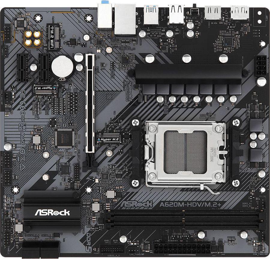 Материнская плата Asrock A620M-HDV/M.2 SocketAM5 AMD A620 2xDDR5 mATX AC`97 8ch(7.1) GbLAN RAID+HDMI+DP