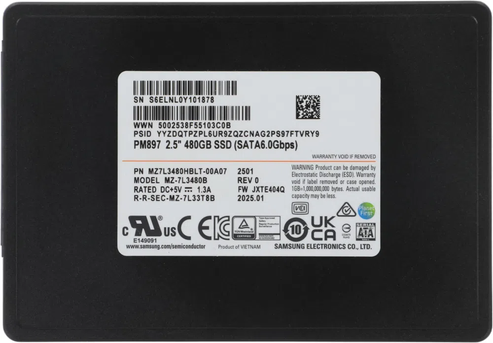 Накопитель SSD Samsung SATA-III 480GB MZ7L3480HBLT-00A07 PM897 2.5" 3 DWPD OEM