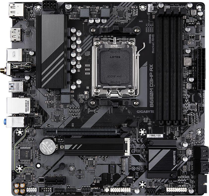 Материнская плата Gigabyte B650M D3HP AX Socket AM5 AMD B650 4xDDR5 mATX AC`97 8ch(7.1) 2.5Gg RAID+HDMI+DP