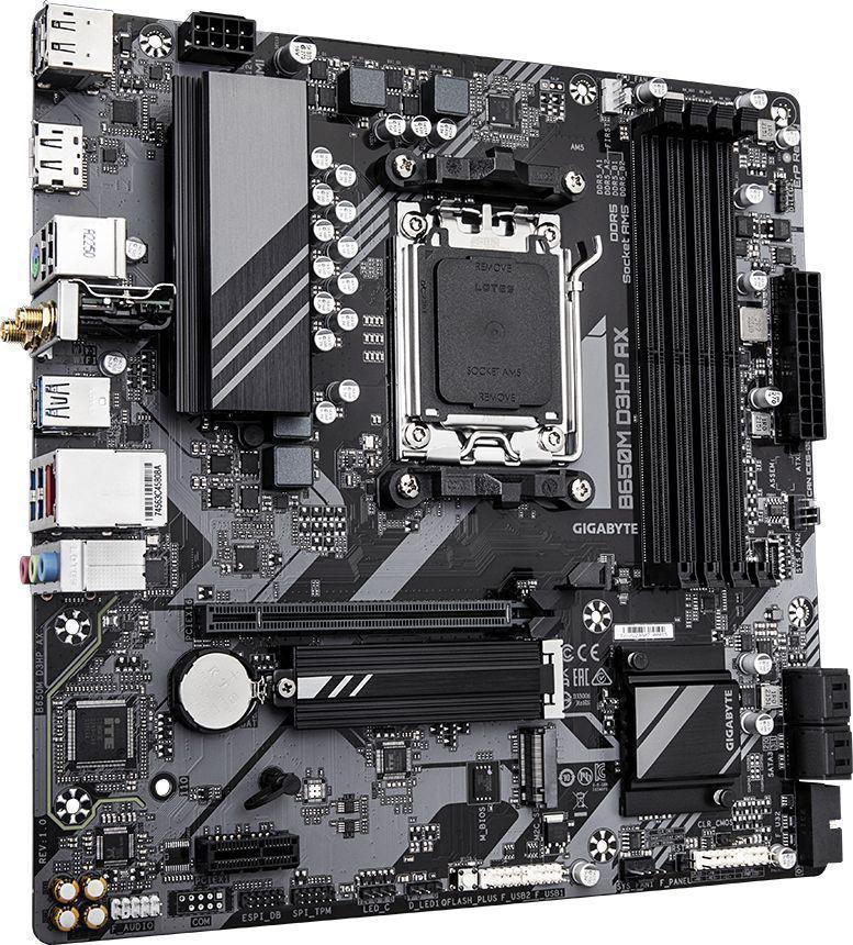 Материнская плата Gigabyte B650M D3HP AX Socket AM5 AMD B650 4xDDR5 mATX AC`97 8ch(7.1) 2.5Gg RAID+HDMI+DP