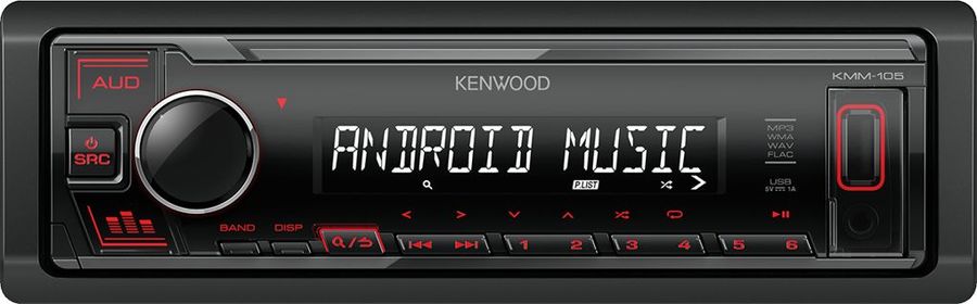 Автомагнитола Kenwood KMM-105 1DIN 4x50Вт USB 2.0 AUX 1 RDS