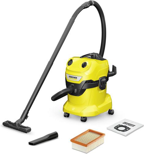 Строительный пылесос Karcher WD 4 V-20/5/22 1000Вт (уборка: сухая/сбор воды) желтый