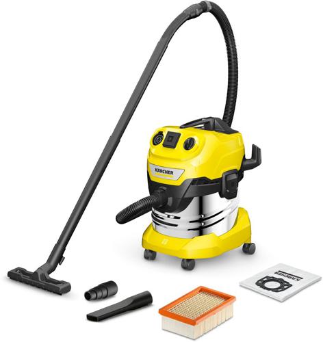 Строительный пылесос Karcher WD 4 P S V-20/5/22 1000Вт (уборка: сухая/сбор воды/выдув) желтый