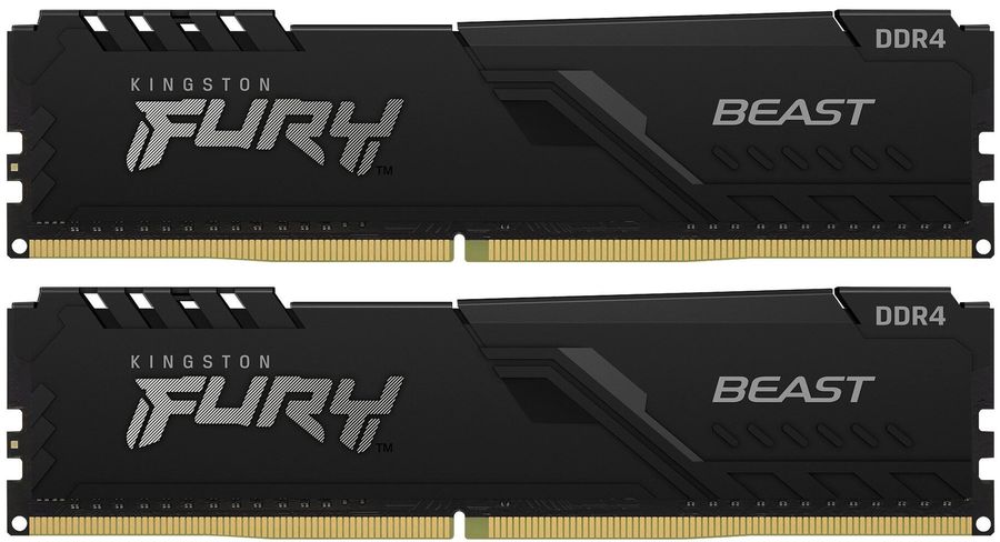 Память DDR4 2x16GB 2666MHz Kingston KF426C16BBK2/32 Fury Beast Black RTL Gaming PC4-21300 CL16 DIMM 288-pin 1.2В dual rank с радиатором Ret