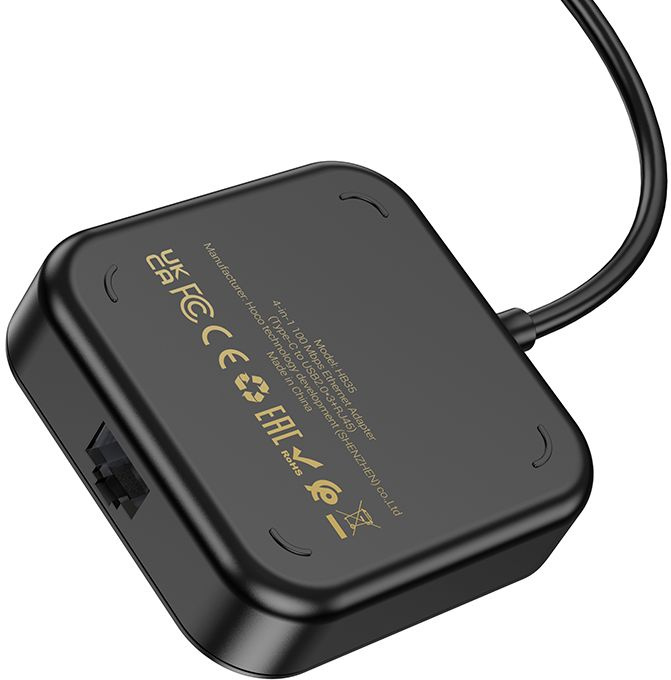 Разветвитель USB-C Hoco HB35 4порт. черный