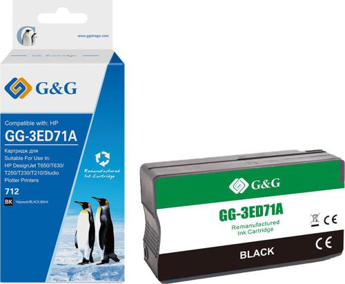 Картридж струйный G&G GG-3ED71A 712 черный (80мл) для HP DesignJet T650/T630/T250/T230/T210/Studio Plotter Printers