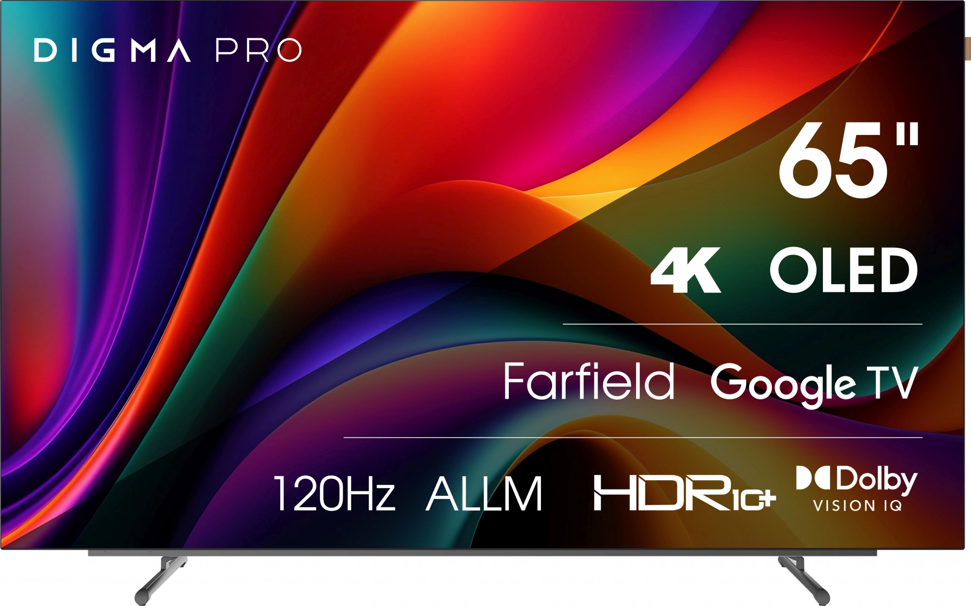 Телевизор OLED Digma Pro 65" OLED 65M Google TV Frameless черный/серебристый 4K Ultra HD 120Hz DVB-T DVB-T2 DVB-C DVB-S DVB-S2 USB WiFi Smart TV