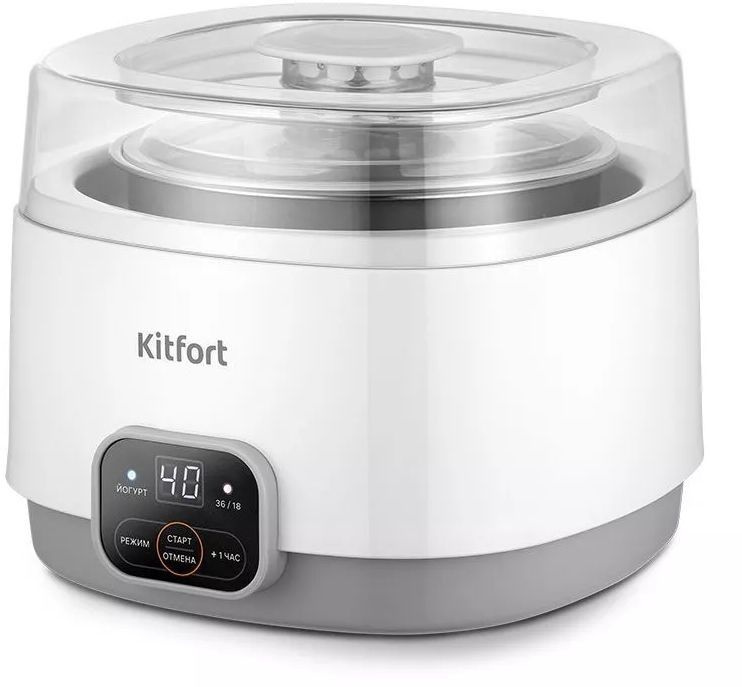 Йогуртница Kitfort КТ-6080 15Вт 1б. 1000мл упр.:электрон. белый/серый
