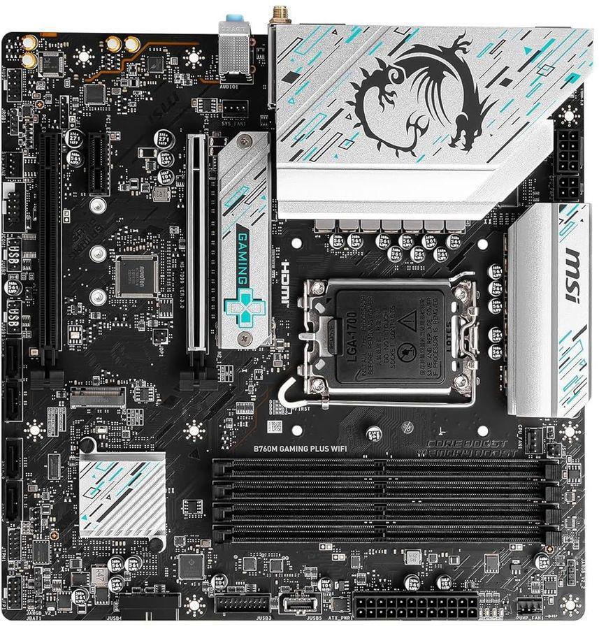 Материнская плата MSI B760M GAMING PLUS WIFI Soc-1700 Intel B760 4xDDR5 mATX AC`97 8ch(7.1) 2.5Gg+HDMI+DP