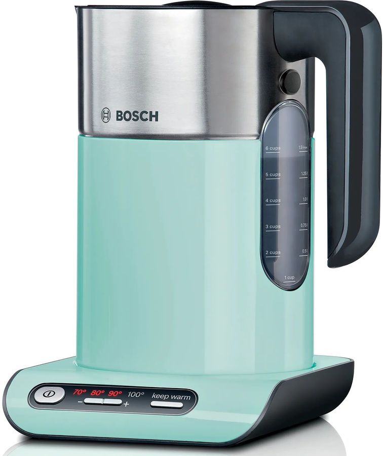 Чайник электрический Bosch TWK8612P 1.5л. 2400Вт серебристый/фисташковый корпус: металл/пластик