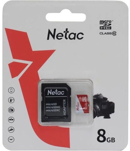 Флеш карта microSDHC 8GB Netac NT02P500ECO-008G-R P500 Eco + adapter