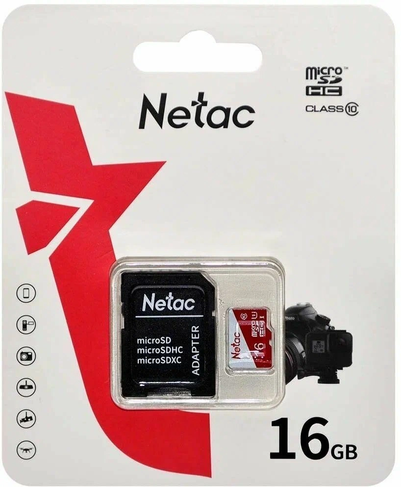 Флеш карта microSDHC 16GB Netac NT02P500ECO-016G-R P500 Extreme Pro + adapter