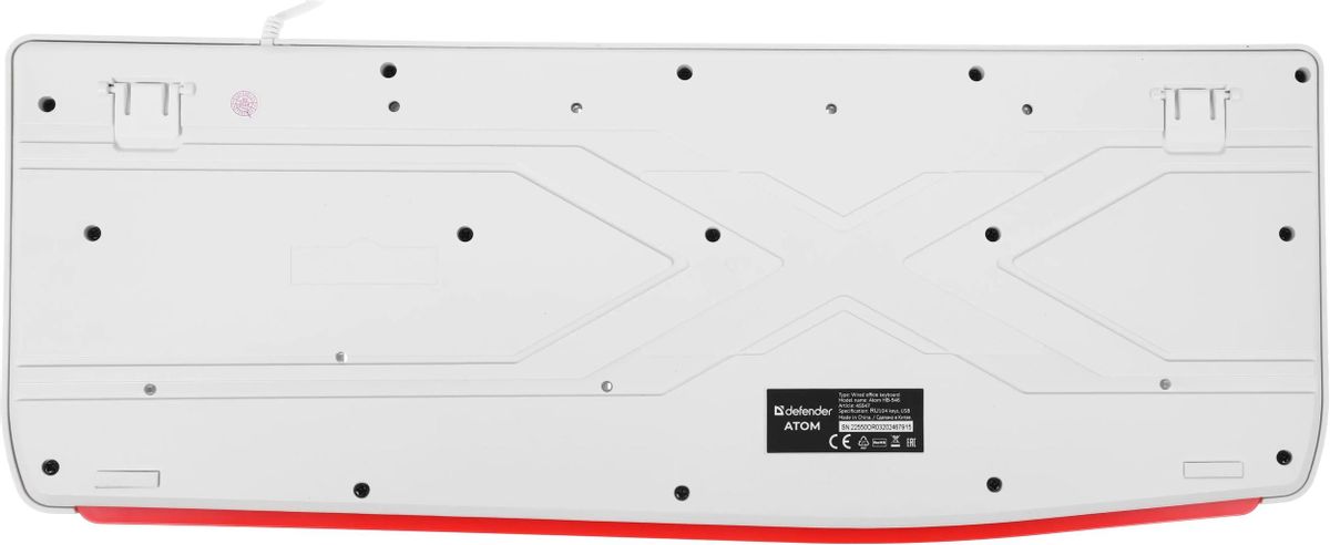 Клавиатура Defender Atom HB-546 белый USB (подставка для запястий) (45547) кабель 1.8м