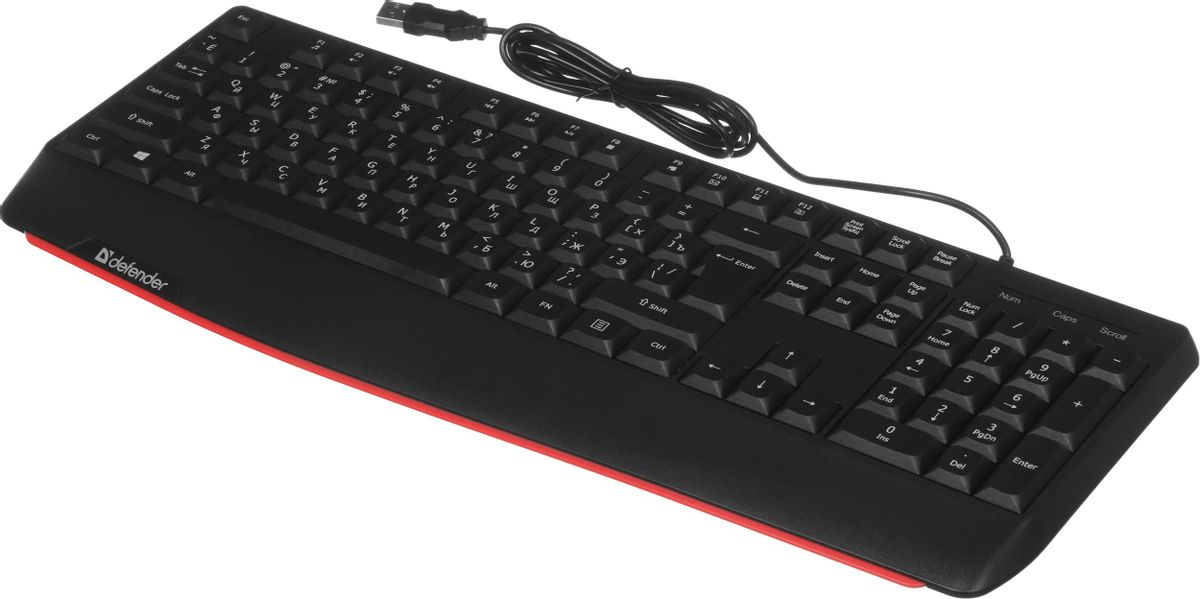 Клавиатура Defender Atom HB-546 черный USB (подставка для запястий) (45546) кабель 1.8м