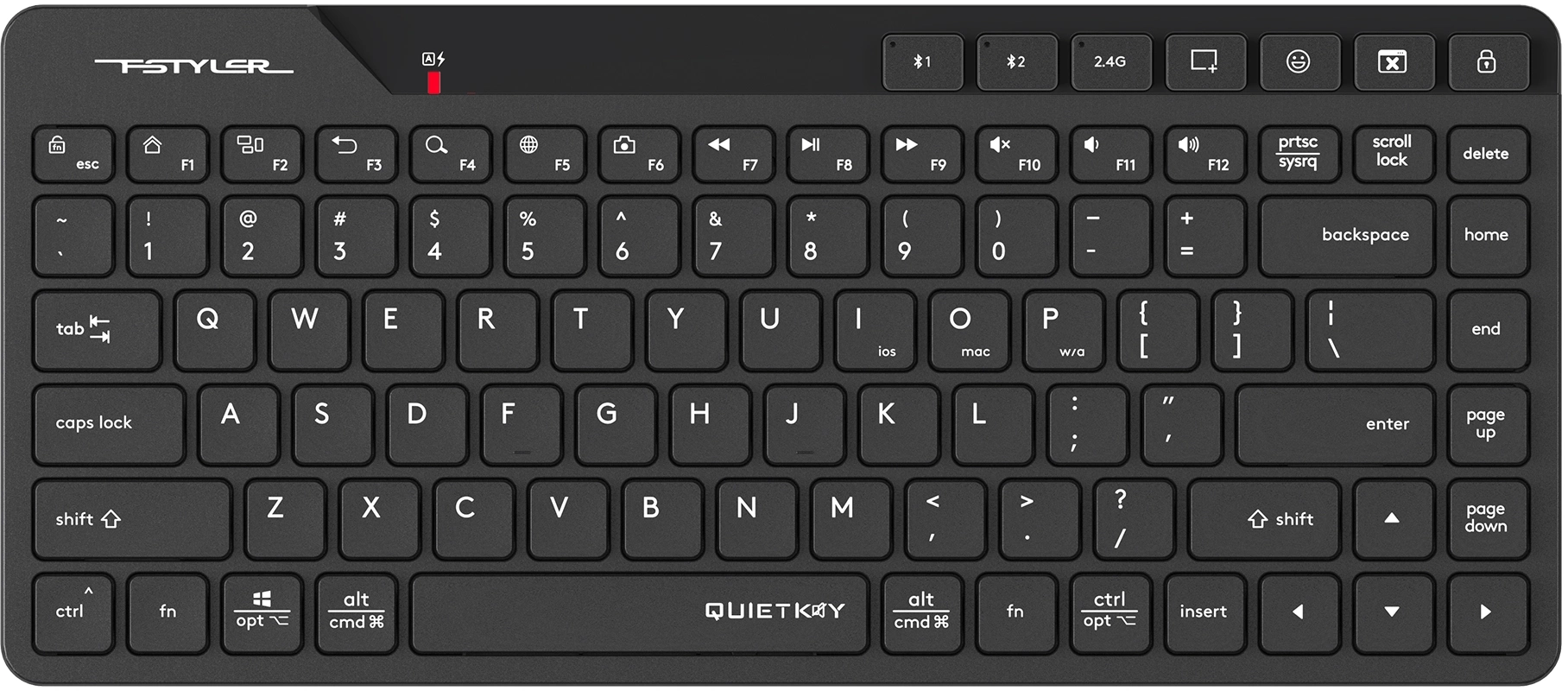 Клавиатура A4Tech Fstyler FBK26C AS черный USB беспроводная BT/Radio slim Multimedia (FBK26C AS)