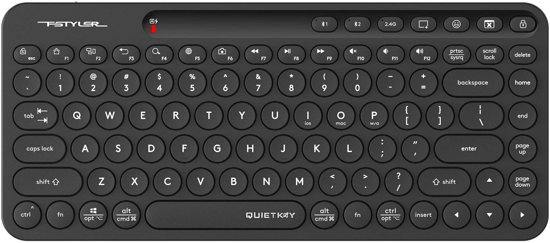 Клавиатура A4Tech Fstyler FBK36C AS черный USB беспроводная BT/Radio slim Multimedia (FBK36C AS)