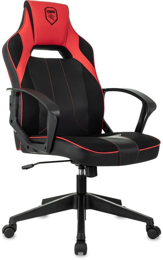 Кресло игровое Zombie 400 черный/красный ткань/эко.кожа крестов. пластик