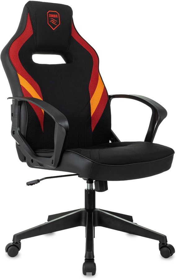 Кресло игровое Zombie 500 черный/красный ткань/эко.кожа крестов. пластик