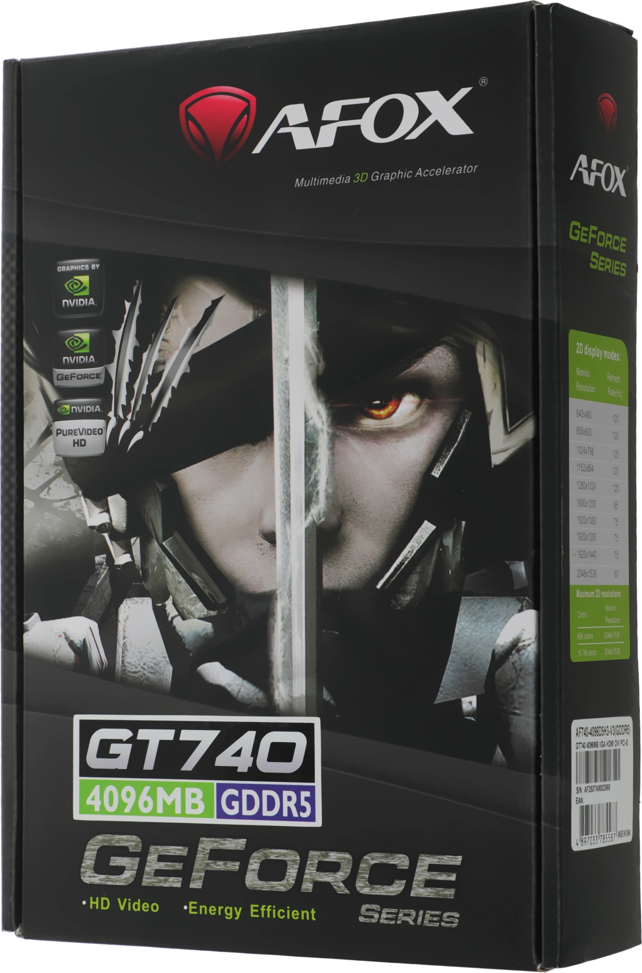 Видеокарта Afox PCI-E 3.0 AF740-4096D5H3-V3 NVIDIA GeForce GT 740 4Gb 128bit GDDR5 993/5000 DVIx1 HDMIx1 CRTx1 HDCP Ret