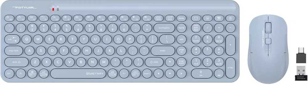 Клавиатура + мышь A4Tech Fstyler FG3300 Air2 клав:синий мышь:синий USB беспроводная slim Multimedia