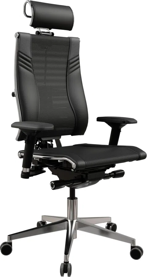 Кресло руководителя Метта Yoga 4DT B2-15D - YM93+Infinity+carbon черный сетка/кожа с подголов. крестов. алюминий хром (комплект 1шт)