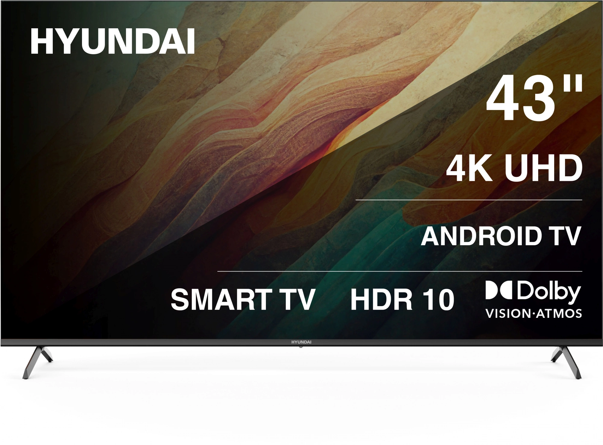 Телевизор LED Hyundai 43" H-LED43BU7009 Android TV Frameless черный/черный 4K Ultra HD 60Hz MEMC DVB-T DVB-T2 DVB-C DVB-S DVB-S2 USB WiFi Smart TV
