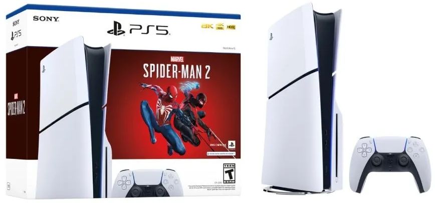 Игровая консоль PlayStation 5 Slim CFI-2000A01 белый/черный в комплекте: игра: Marvels Spider-Man 2