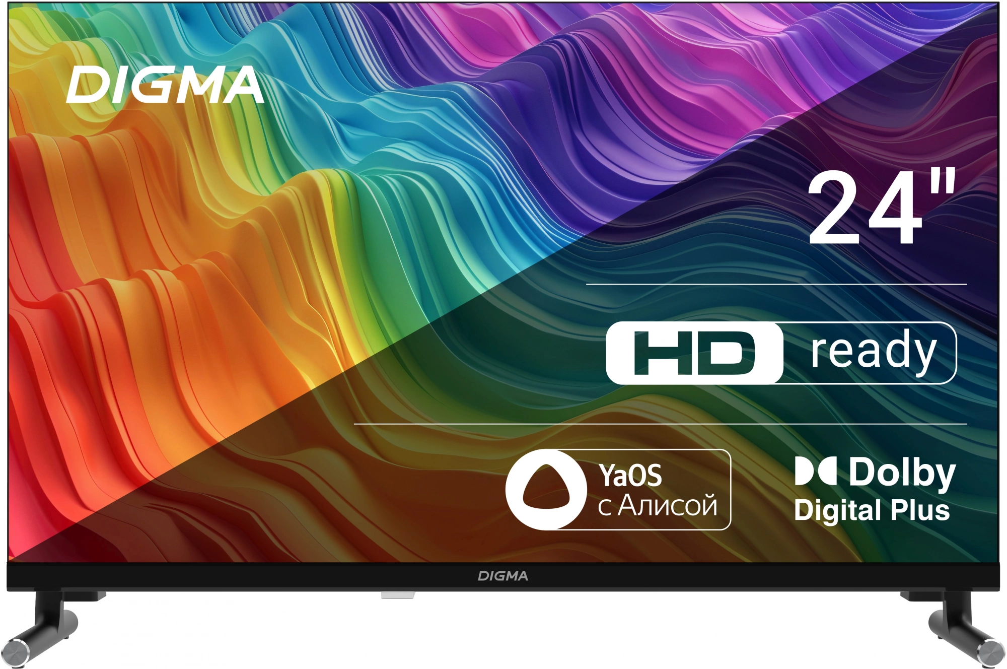 Телевизор LED Digma 24" DM-LED24SBB32 Яндекс.ТВ Frameless Metal черный/черный HD 60Hz DVB-T DVB-T2 DVB-C DVB-S DVB-S2 USB WiFi Smart TV