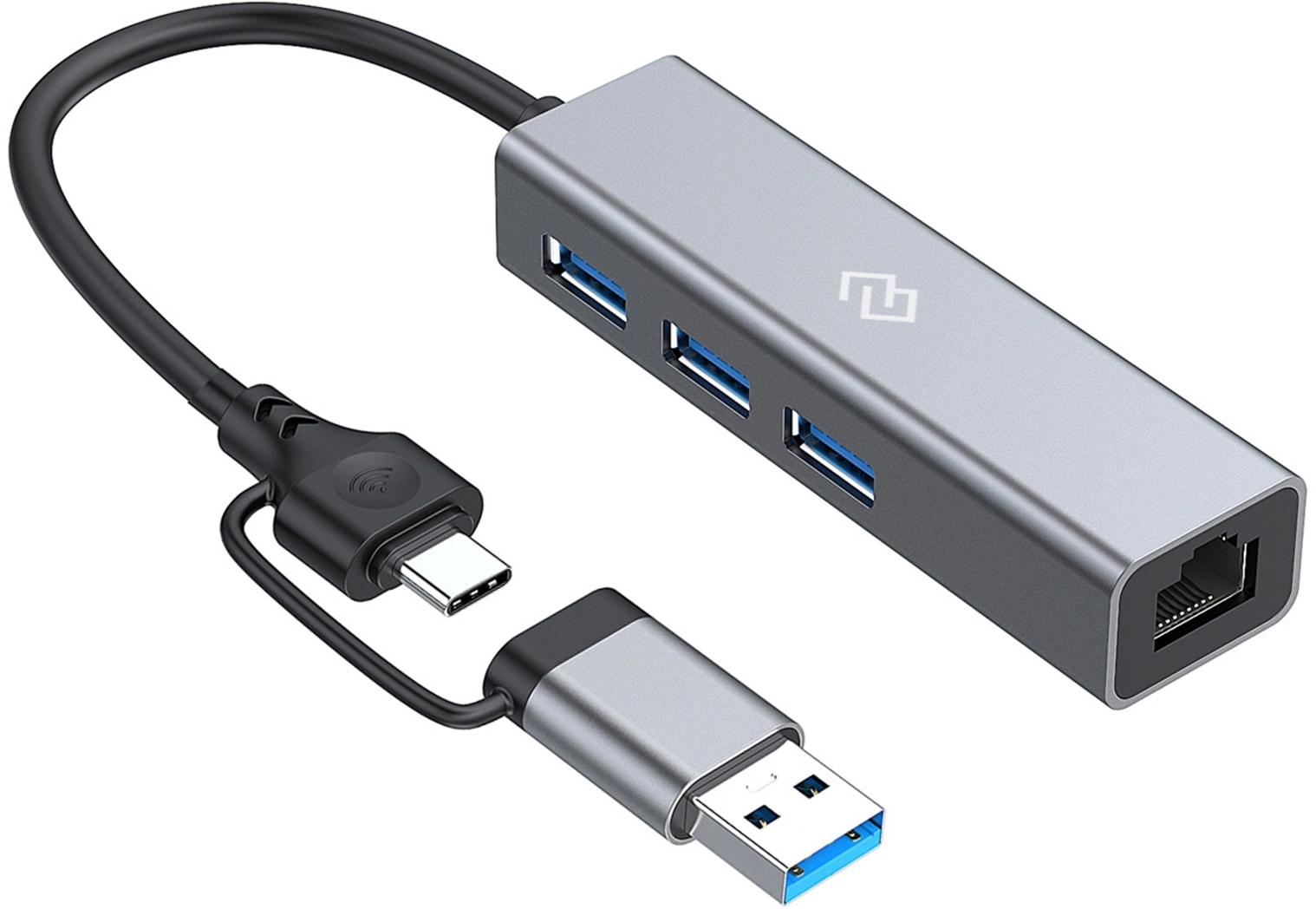 Разветвитель USB-C Digma DHUB-LAN-4port 4порт. черный