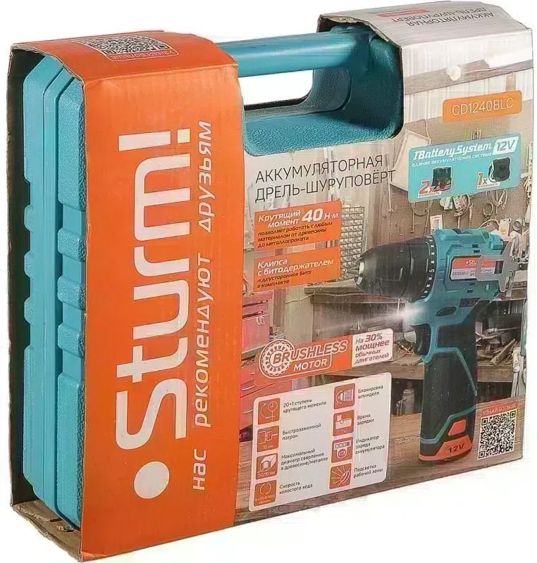 Шуруповерт Sturm! CD1240BLC аккум. патрон:быстрозажимной (кейс в комплекте)