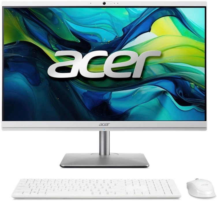 Моноблок Acer Aspire C24-195ES 23.8" Full HD Core Ultra 5 125U (1.3) 16Gb SSD512Gb Graphics CR Eshell GbitEth WiFi BT 65W клавиатура мышь Cam серебристый 1920x1080