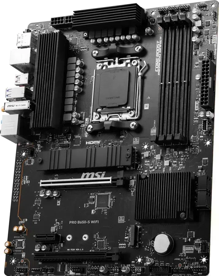 Материнская плата MSI PRO B650-S WIFI Socket AM5 AMD B650 4xDDR5 ATX AC`97 8ch(7.1) 2.5Gg RAID+HDMI+DP