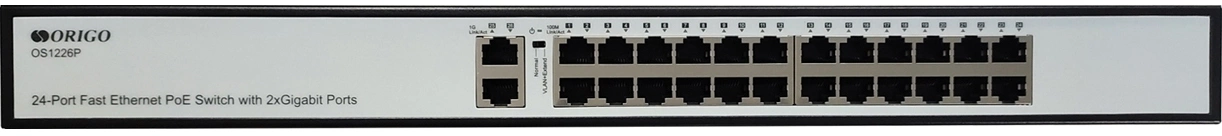 Коммутатор Origo OS1226P/285W OS1226P/285W/A1A (L2) 24x100Мбит/с 2x1Гбит/с 24PoE+ 285W неуправляемый