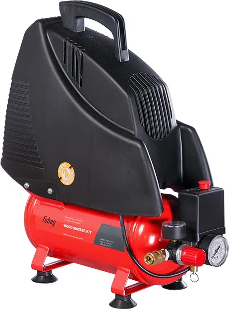 Компрессор поршневой Fubag Wood Master Kit безмасляный 180л/мин 6л 1100Вт красный/черный