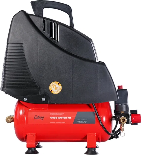 Компрессор поршневой Fubag Wood Master Kit безмасляный 180л/мин 6л 1100Вт красный/черный
