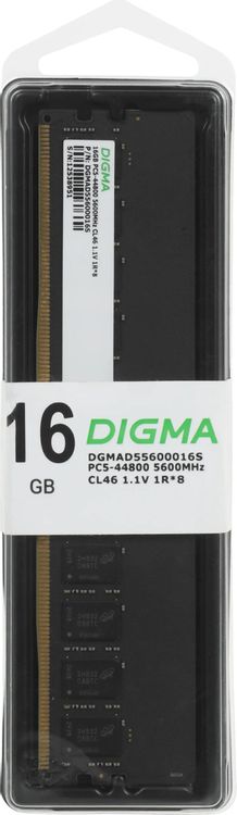 Память DDR5 16GB 5600MHz Digma DGMAD55600016S RTL PC5-44800 CL46 DIMM UDIMM 288-pin 1.1В single rank Ret