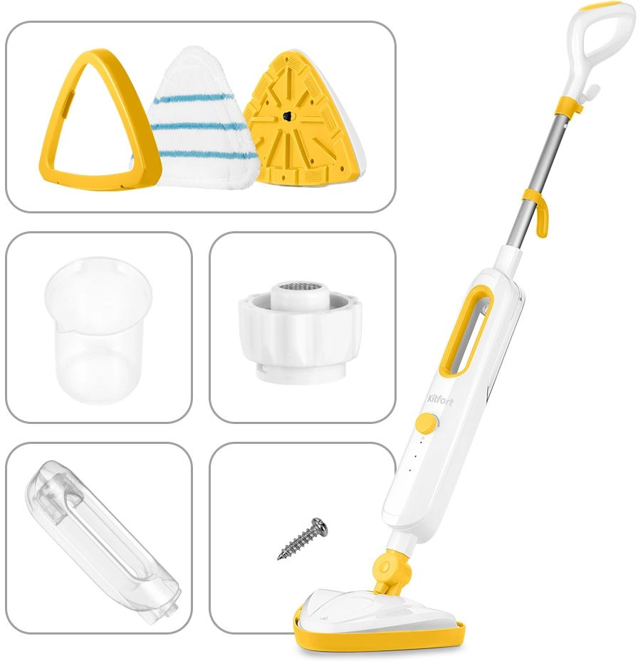Швабра паровая Kitfort КТ-1048-1 1300Вт белый/желтый