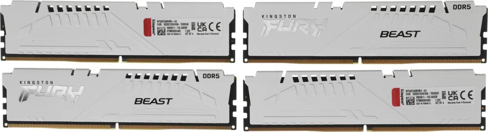 Память DDR5 4x16GB 5200MHz Kingston KF552C40BWK4-64 Fury Beast RTL Gaming PC5-41600 CL40 DIMM 288-pin 1.25В kit single rank с радиатором Ret