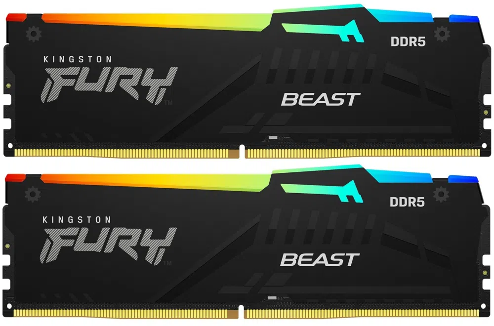 Память DDR5 2x32GB 6000MHz Kingston KF560C30BBAK2-64 Fury Beast RGB RTL Gaming PC5-48000 CL30 DIMM 288-pin 1.4В kit single rank с радиатором Ret