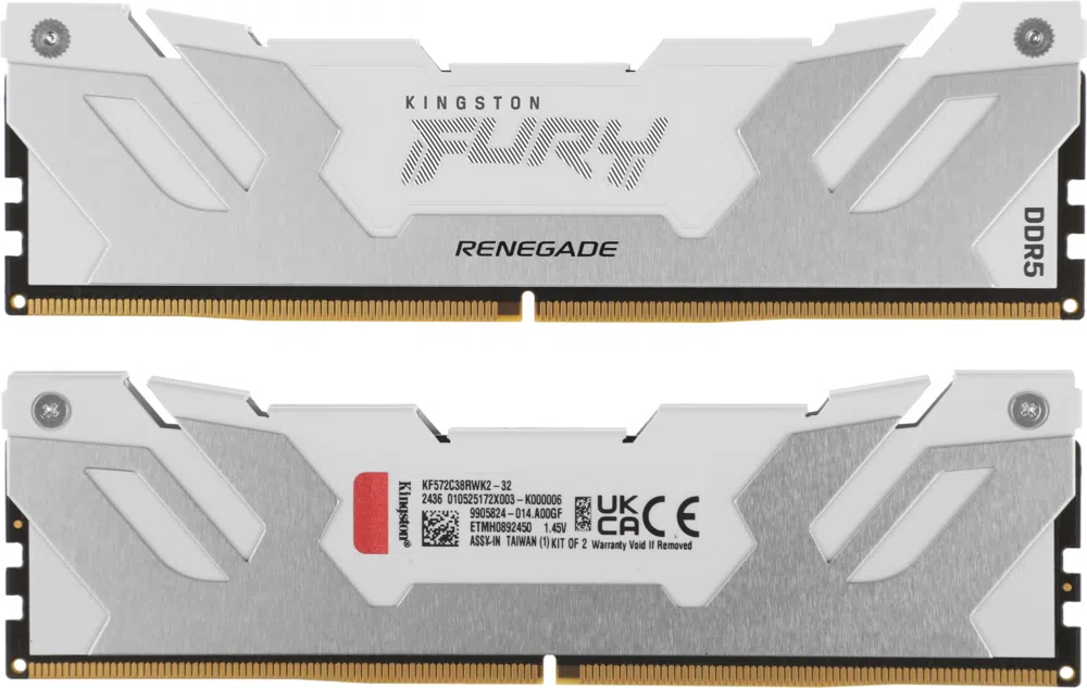 Память DDR5 2x16GB 7200MHz Kingston KF572C38RWK2-32 Fury Renegade RTL Gaming PC5-57600 CL38 DIMM 288-pin 1.45В kit single rank с радиатором Ret
