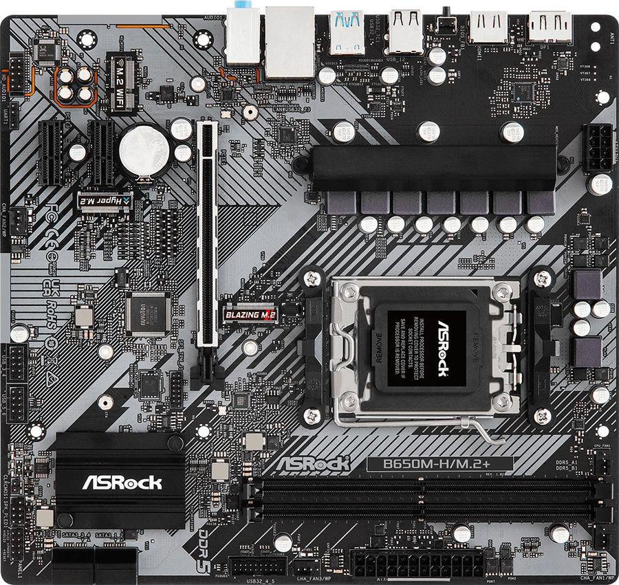 Материнская плата Asrock B650M-H/M.2+ SocketAM5 AMD B650 2xDDR5 mATX AC`97 8ch(7.1) GbLAN RAID+HDMI+DP