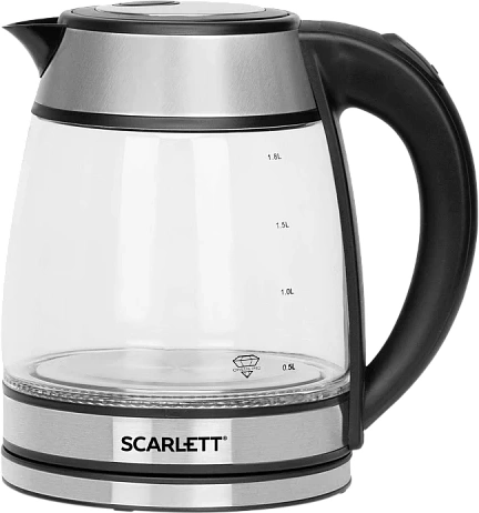 Чайник электрический Scarlett SC-EK27G54 1.7л. 1800Вт серебристый/черный корпус: стекло/металл/пластик