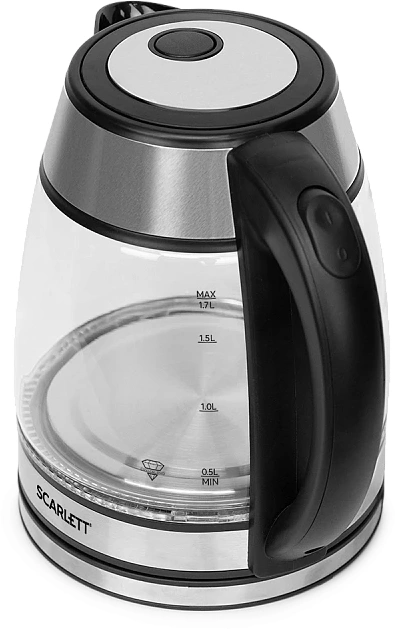 Чайник электрический Scarlett SC-EK27G54 1.7л. 1800Вт серебристый/черный корпус: стекло/металл/пластик