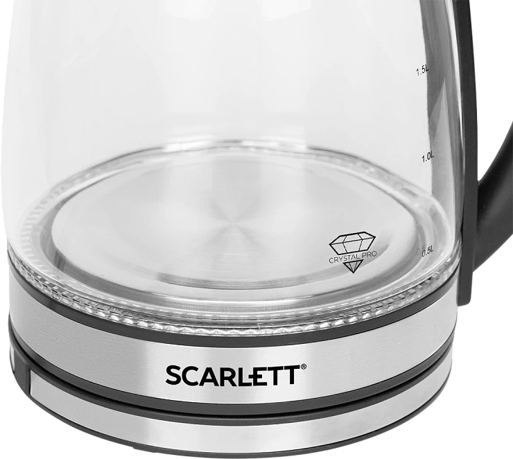 Чайник электрический Scarlett SC-EK27G54 1.7л. 1800Вт серебристый/черный корпус: стекло/металл/пластик
