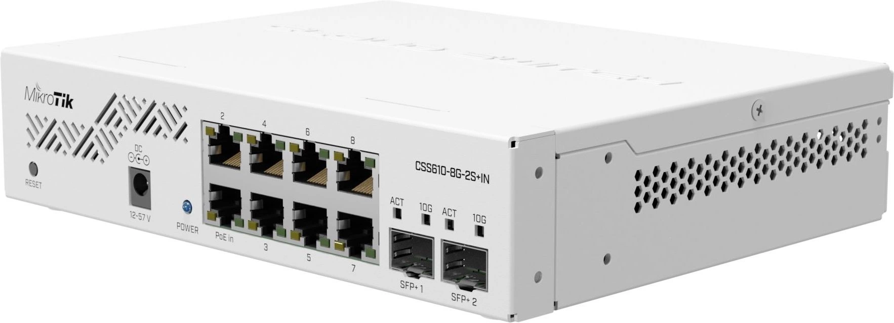 Коммутатор MikroTik CSS610-8G-2S+IN (L2) 8x1Гбит/с 2x10Гбит/с 2SFP+ 1PoE управляемый